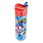 p:os 33165 Gourde pour Enfants, Environ 540 ML, Design Transparent avec Motif Super Mario et Paille intégrée à Rabat, en Plastique, sans BPA et phtalates