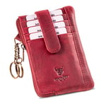 MATADOR Porte Clef avec 4 Porte Carte Crédit et Porte Monnaie en Cuir Véritable | Mini Pochette Rangement Clé avec Blocage RFID et Boîte Cadeau | Sac Cuir Porte Clés Voiture Multifonction | Rose