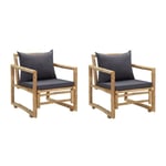 Chaises Fauteuil extérieures| Chaises de jardin avec coussins 2 pcs Bambou 1439875