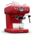 Espresso Machine with Milk Frother Coffee Maker Cappuccino 19 Bar 2 Cups Red