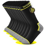 FALARY 10 Paires WORK Lot Chaussettes Homme 43 46 Coton Travail Chaussette Homme 43-46 Lot Chaussettes Homme 43 46 Randonnée Socks Chaussettes de Sport Homme Cadeau Anniversaire Homme Grosses Noir