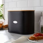 Metal Bread Bin with Badge Black