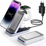 3 en 1 Chargeur sans Fil pour I Phone, Station de Charge sans Fil pour I Phone/16/15/14/13/12/11/Pro/MAX/Plus/X/XR/pour Apple Watch Series 10/9/Ultra 2/8/7/SE, Support de Charge Pliable