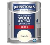 Johnstone's - Quick Dry Gloss - Magnolia - Gloss Finish - Water Based - Interior Wood & Metal - Radiator Paint - Low Odour - Dry in 1-2 Hours - 8m2 Coverage per Litre - 0.75 L