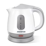 Aigostar Small Electric Kettle, 1 Litre 1100W Low Wattage Kettle for Bedroom Travel Camping Office, Portable Lightweight Water Tea Kettle Cordless, White and Grey - Juliet 30AP8