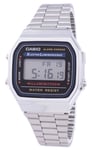 Casio Digital Alarm Chrono Stainless Steel A168WA-1WDF A168WA-1W Unisex Watch