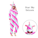 Dragon Onesie Vuxen Djur Unicorn Pyjamas Kostym Varm Soft Stitch Sovkläder Onepiece Vinter Jumpsuit Pijama Cosplay Star Sky TianMa XL(Height 178-188CM)