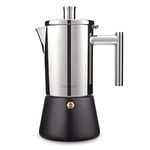 Easyworkz Diego Stovetop Espresso Maker Stainless Steel Italian Coffee Machine Maker 6cup 300ml Induction Moka Pot