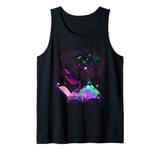 Girl Reading Book with Butterfly Garden Art Tank Top