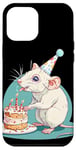 iPhone 13 Pro Max Cool white Rodent with Birthday Cake and Party Hat Case