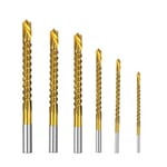 6PCS/Set Titanium Coated Drill Bit Spiral Jagged Saw Drill Bit Composite6049