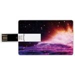 16G USB Flash Drives Credit Card Shape Space Decorations Memory Stick Bank Card Style The Polar Northern Beams and the Stars Like Nebula Astro Movements Artprint,Navy Purple Orange Waterproof Pen Thum