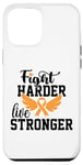 Coque pour iPhone 14 Plus Lutte plus dur Live Stronger Orange Ribbon Sensibilisation à la leucémie