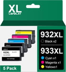 932Xl 933Xl Cartouches D'Encre De Rechange Compatibles Hp 932 Xl 933 Xl Pour Hp Officejet 6600 6700 7612 6100 7110 7510 7610 (2 Noir, 1 Cyan, 1 Magenta, 1 Jaune, 5-Pack)