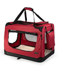 lionto Caisse de Transport Pliable pour Chien Voiture Box Sacoche, (L) 70x52x50 cm Rouge foncé