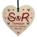 1st Valentines Day Married Gift For Him Her Personalised Heart Husband Wife Gift