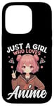 Coque pour iPhone 14 Pro Just a Girl Who Loves Anime Merch Afro-Américain Afro