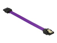 Delock Premium - Sata-Kabel - Serial Ata 150/300/600 - Sata (Hane) Till Sata (Hane) - 10 Cm - Sprintlåsning - Lila