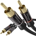 KabelDirekt – Câble Cinch 2 m, câble Audio stéréo 2 x 2 Cinch particulièrement résistant et d'une qualité sonore Brillante (câble coaxial, câble RCA/HiFi & Home Cinéma, analogique et numérique)