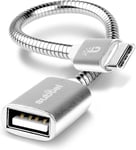 ® Cable Otg Compatible Avec Samsung Galaxy Tab S3 S4 S5E S6/Tabpro S/Galaxy Book A 10.5 10.6 12.6/Active 2/Pro Cable Adaptateur Otg Usb C Câble Usb On The Go Alu Connecteur Usb Otg Argent Cordon