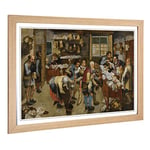 Big Box Art Framed Print of Pieter Bruegel The Elder The Country Brawl Design | Wall Art Picture | Home Decor for Kitchen, Living Room, Bedroom, Hallway, Oak, A2 / 24.5x18 Inch / 62x45cm