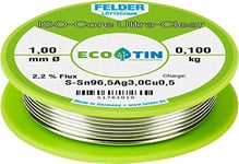 Felder Löttechnik ISO-Core Ultra Clear SAC305 Étain à souder bobine Sn96,5Ag3Cu0,5 0.100 kg 1 mm