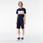 Lacoste Short regular fit molleton color-block Taille M Bleu Marine/beige