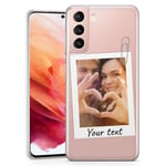 TULLUN Personalised Phone Case for Samsung Galaxy S10e - Clear Hard Plastic Custom Cover Pinned Polaroid Photo Your Own Image Design - Paper Clip