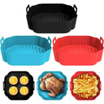 3 Pièces Panier Friteuse en Silicone Accessoire Air Fryer, Pot en Silicone pour Friteuse à Air pour micro-ondes, moules à gâte[254]