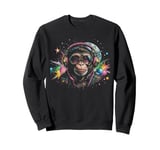 Monkey DJ Space Headphones Retro Groove Sweatshirt