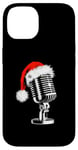 Coque pour iPhone 14 Bonnet de Père Noël avec microphone - Style vintage - Karaoké - Amoureux de Noël