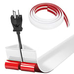 Bocguy Cache Cable Sol, Petit Canal de câble Flexible,1M x 3cm Goulotte Passe Cable Sol Silicone, Cache Fil Électrique Sol Auto-Adhésif Facile à Couper Montage pour Tous Les Câbles (Blanc-Arrondi)