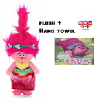 Trolls Poppy Kids, Girls Plush Soft toy with Trolls Hand Towel, Licenced