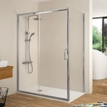 Paroi de douche fixe + Porte coulissante BELLA 150 cm  Paroi laterale : 67 - 69 cm