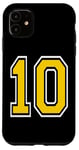 Coque pour iPhone 11 Numéro 10 en jaune, blanc, noir, version de poche