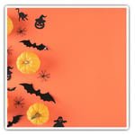 2 x Square Stickers 7.5 cm - Orange Halloween Ghost Bats Pumpkins  #45941