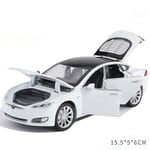 1:32 Tesla Model X Model 3 Model S Model Y Legering Bilmodell Diecasts Leksaksbil Ljud Och Ljus Barnleksaker För Barnpresenter Pojkleksak Model S White