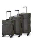 Rock Luggage Paris 8 Wheel Softshell Lightweight 3Pc Suitcase With Lock -Green