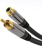 - 1 M - Câble D'Extension Cinch, Audio/Digital/Vidéo (Câble Coaxial, Prises Rca Mâle/Femelle, Pour Caisson De Basse/Amplificateur/Hi-Fi, Audio Analogique, 75 Ohms, Noir)