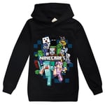 Minecraft Jumper Hoodie Sweatshirt med långa ärmar Pullover Toppar svart black 140 cm