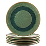 Leonardo 018539 Matera Lot de 6 assiettes en céramique lavables au lave-vaisselle 6 assiettes rondes en grès Vert Ø 22,5 cm