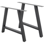 Set 2 Pieds de Table - 70 x 72 cm - Forme a - Gris foncé - en Acier Revêtu de Poudre - Pied de Meuble Banc - Profil Carré - Design Industriel
