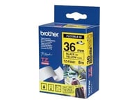 Brother P-Touch 9200 DX Brother P-Touch Tape Sort på Gul 36mm Flexible ID (8m) TZE-FX661 (Kan sendes i brev) 40058045