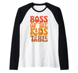 Boss Of The Kids Table Cute Fall Thanksgiving Turkey Day Raglan Baseball Tee