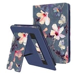 FINTIE Stand Case for 6.8" Kindle Paperwhite (11th Generation-2021) and Kindle Paperwhite Signature Edition - Premium PU Leather Sleeve Cover with Card Slot and Hand Strap, (Z-Blooming Hibiscus)