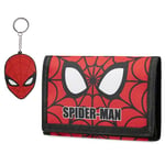 Marvel Portefeuilles Enfant - Coffret Cadeau Porte Monnaie Enfant et Porte Clé - Idée Cadeau Spiderman Avengers (Rouge Spiderman)