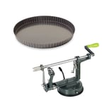 Lot moule à tarte acier revêtu 24,5 cm et pèle pommes Mathon