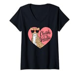 Womens Cheetahs Are My Valentine Cute Cheetah Valentines Day V-Neck T-Shirt