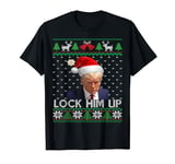 Trump Mug Shot Lock Him Funny Up Anti-Trump Ugly Christmas T-Shirt