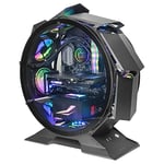 Mars Gaming MCORB Noir, Boîtier PC Gaming Micro-ATX XL, Design Circulaire Custom, Double Vitrage Trempé